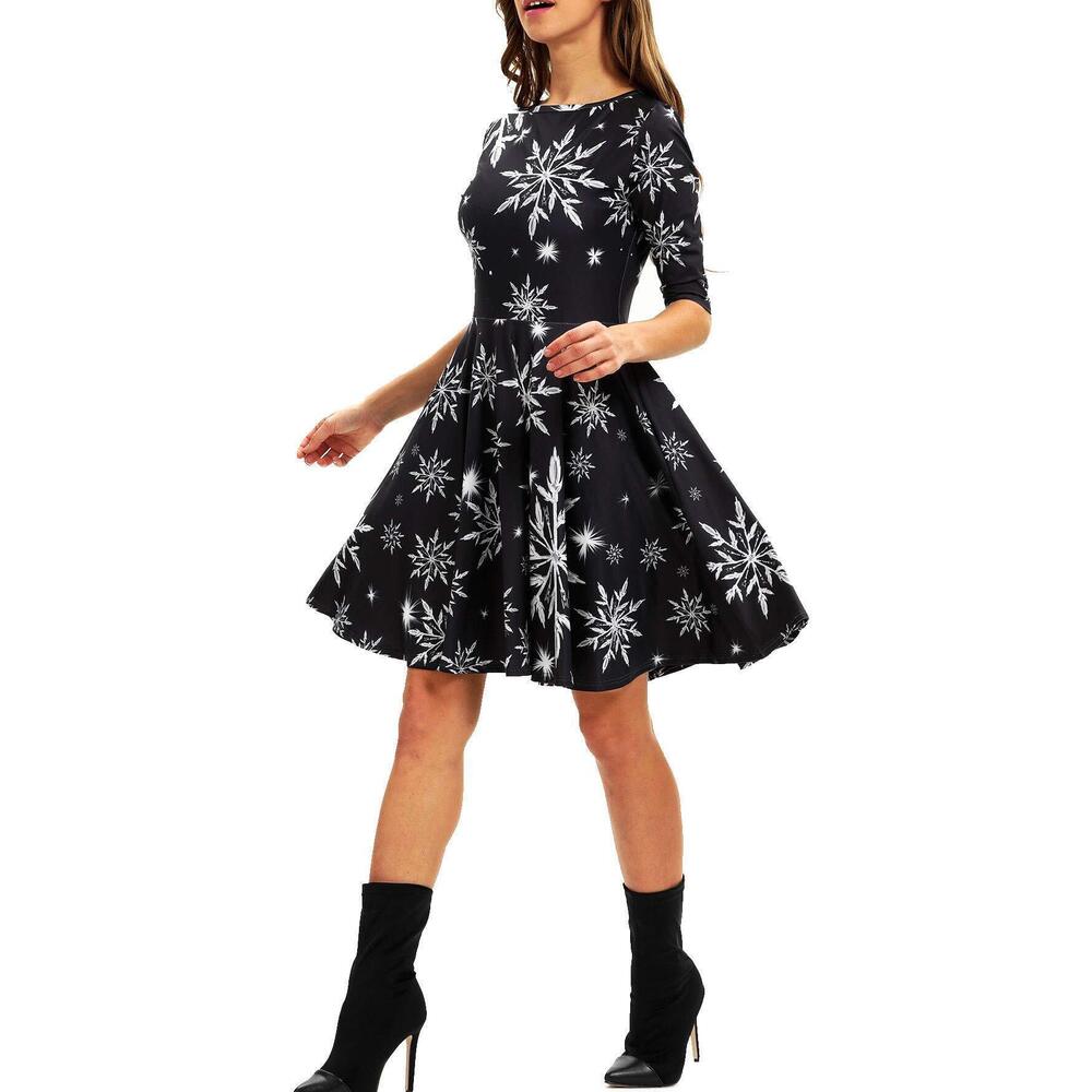8777 Ugly Christmas Dress Casual Fall Dresses Fit and Flare Elegant